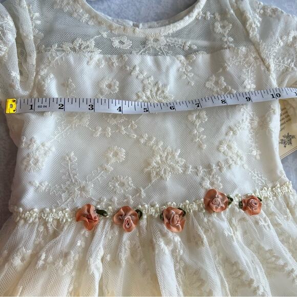 Laura Ashley London Victorian Lace Short Sleeve Dress Size 4 - Picture 9 of 11